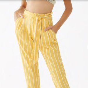 NWT High waisted Paper bag striped pants size L
